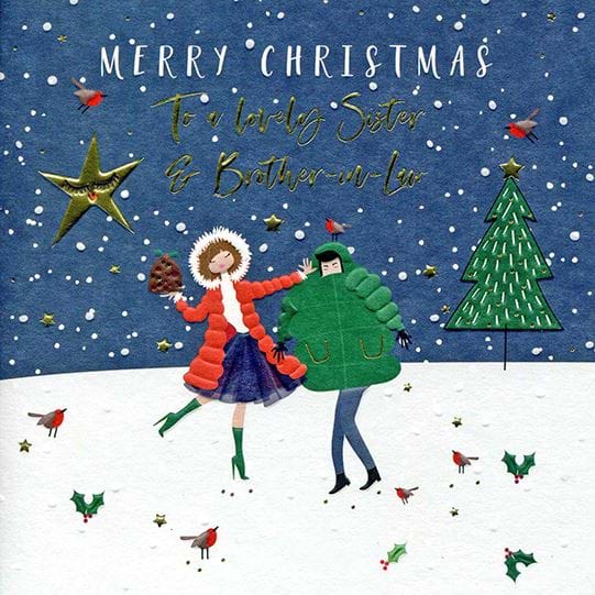 Festive Fun Sister & Brother-in-law Christmas Card