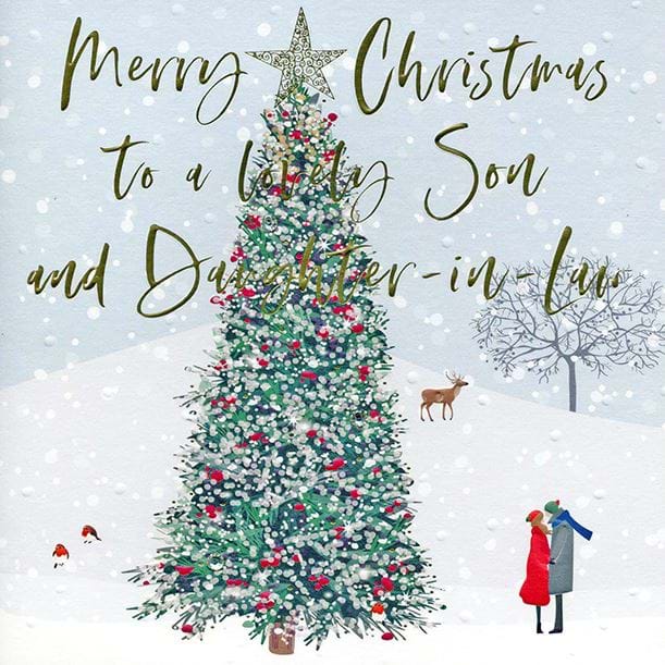 Festive Tree Son & Daughter-in-law Christmas Card