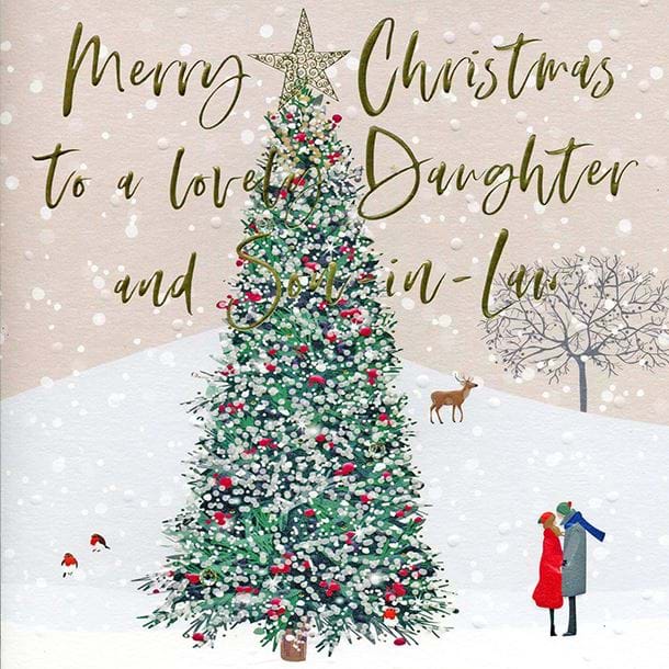 Festive Tree Daughter and Son-in-law Christmas Card