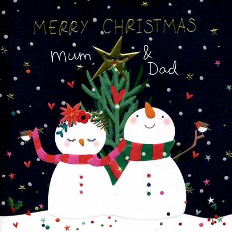 Smiling Snowmen Mum & Dad Christmas Card
