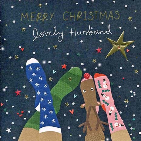 Festive Socks Husband Christmas Card