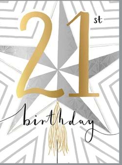 Star 21st Birthday Card