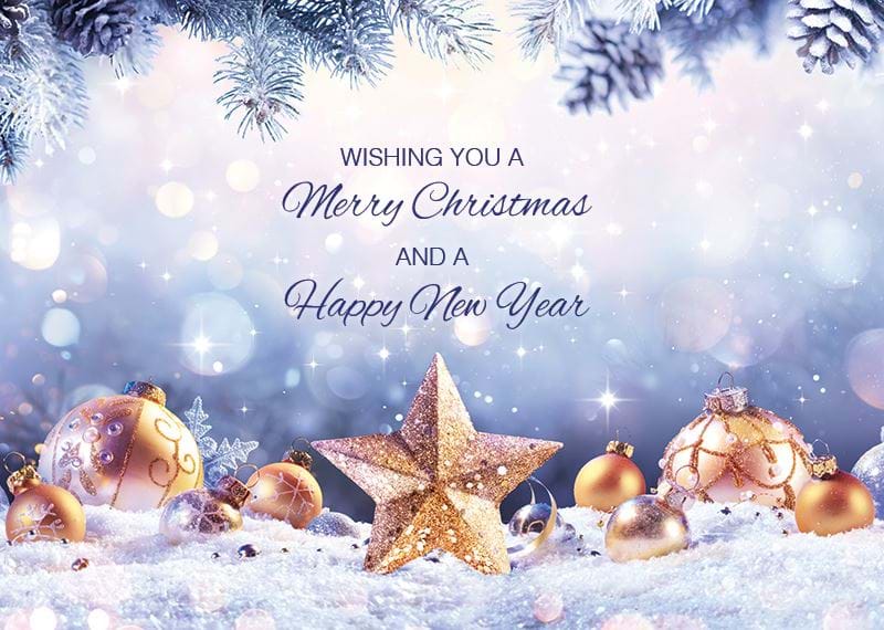 Golden Star Personalised Christmas Card
