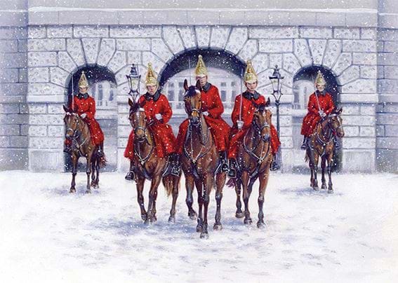 Horse Guards in the Snow Personalised Christmas Card