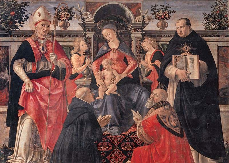 Madonna & Child Between Angels and Saints Personalised Christmas Card