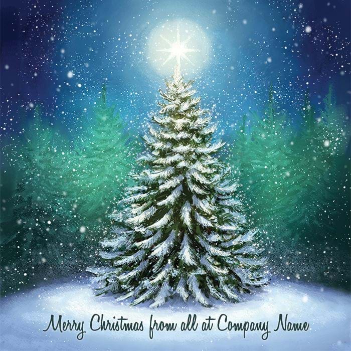 Moonlit Tree - Front Personalised Christmas Card