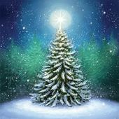 Moonlit Tree - Personalised Christmas Card