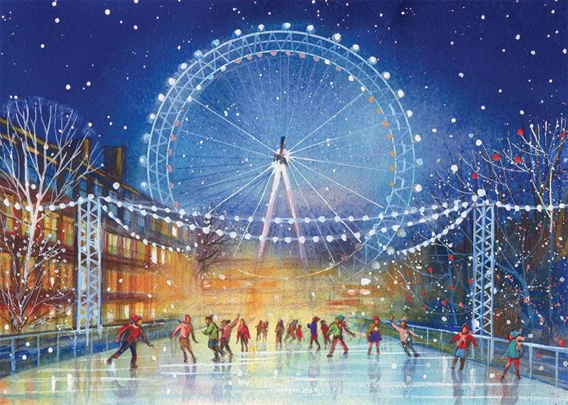 Skaters at the London Eye Personalised Christmas Card