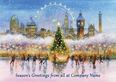 Skating under the Landmarks of London - Front Personalised Christmas Card