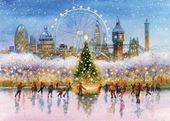 Skating under the Landmarks of London - Personalised Christmas Card
