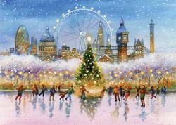Skating under the Landmarks of London Personalised Christmas Card