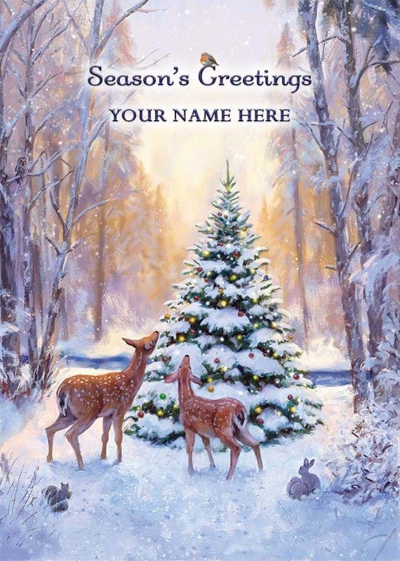 Snowy Woodland Personalised Christmas Card - Front Personalisation