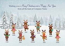 Teamwork Reindeer Personalised Christmas Card - Front Personalisation