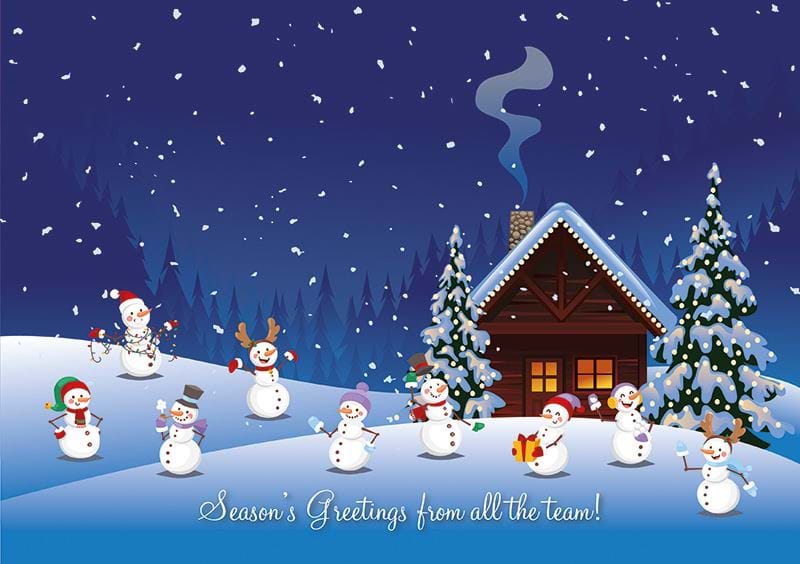 Teamwork Snowmen Personalised Christmas Card