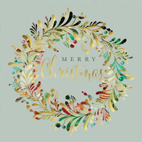 Contemporary Wreath Personalised Christmas Card