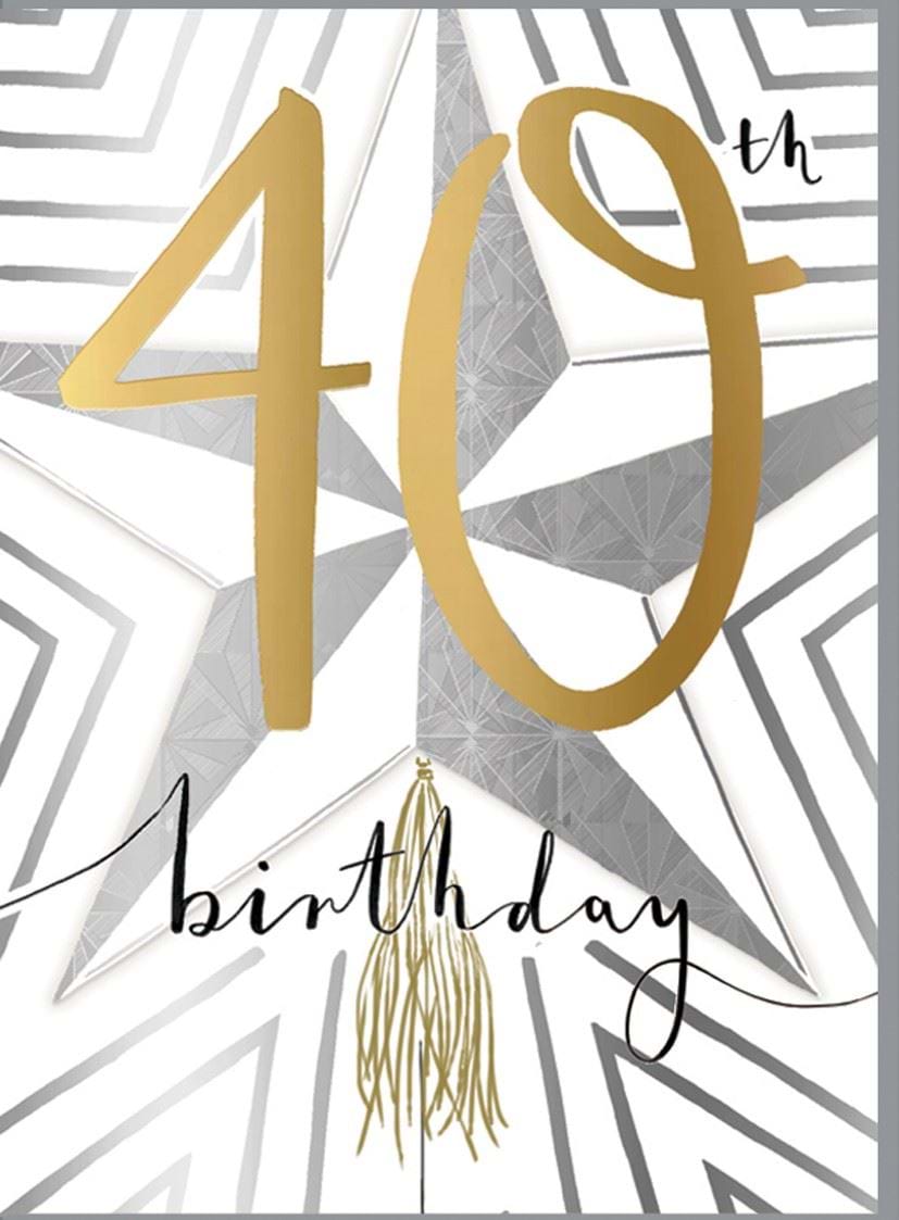 Star 40th Birthday Card