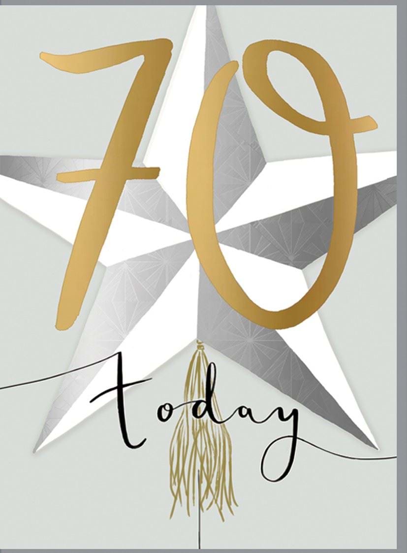 Star 70th Birthday Card