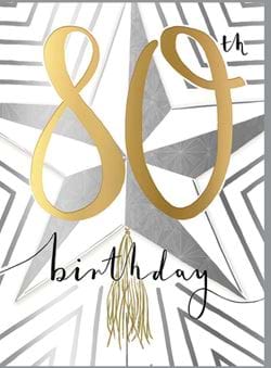 Star 80th Birthday Card