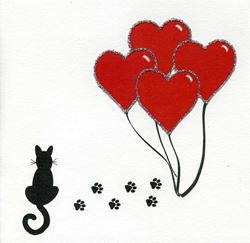 Cat and Balloons Luxury Greeting Card
