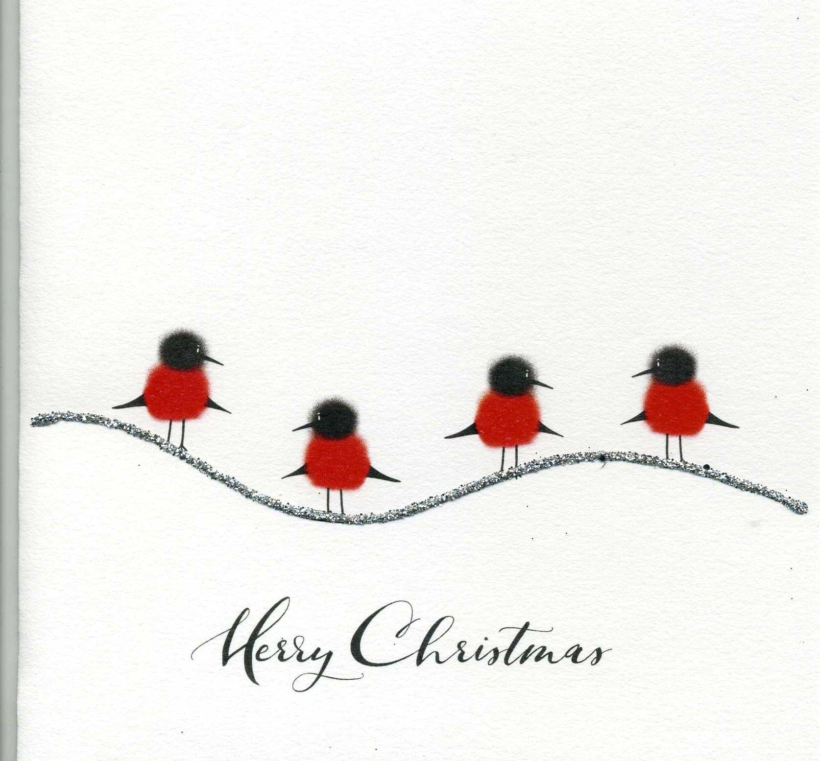 Robins on the Line Luxury Christmas Card