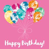 Pink Balloons Birthday Card