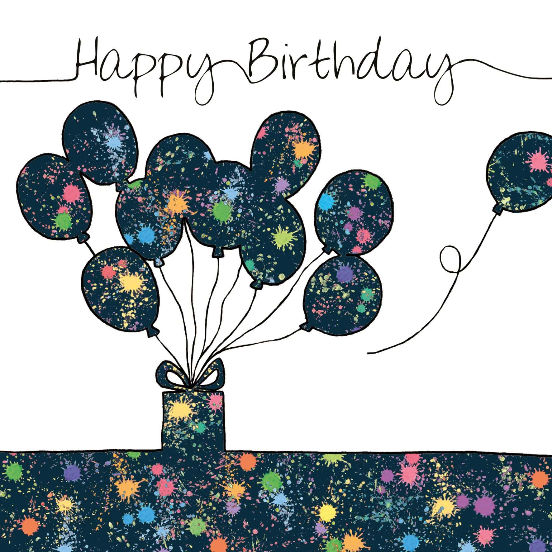 Paint Splat Balloons Birthday Card