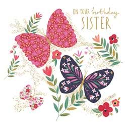 Butterflies Sister Birthday Card