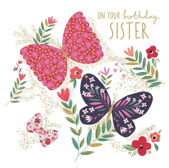 Butterflies Sister Birthday Card
