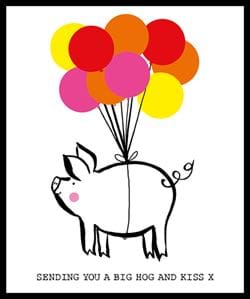 Big Hog and Kiss Birthday Card