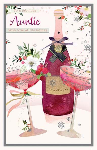 Champagne Auntie Christmas Card