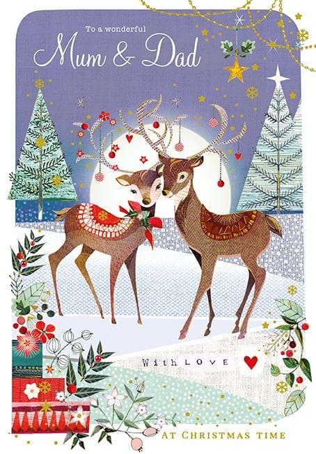 Moonlight Deer Mum & Dad Christmas Card