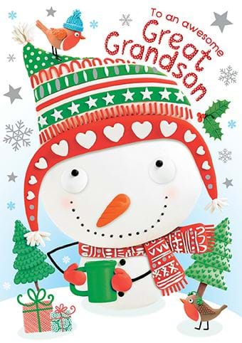 Snowman Great Grandson Christmas Card