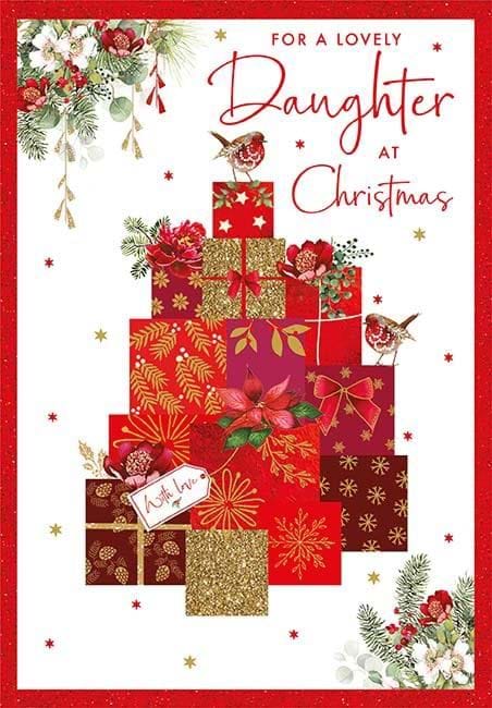 Present Pile Daughter Christmas Card