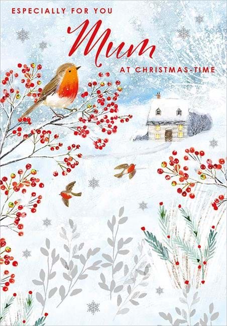 Snowy Cottage Mum Christmas Card