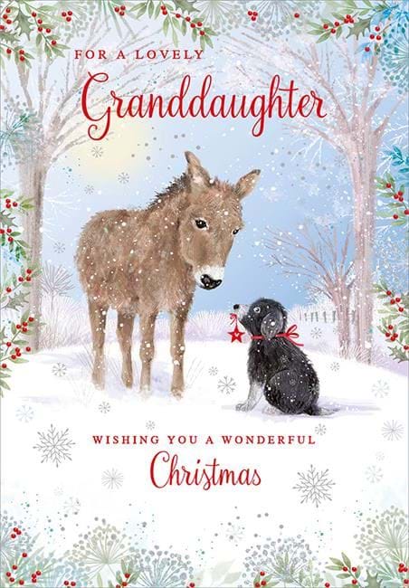 Donkey & Pup Granddaughter Christmas Card