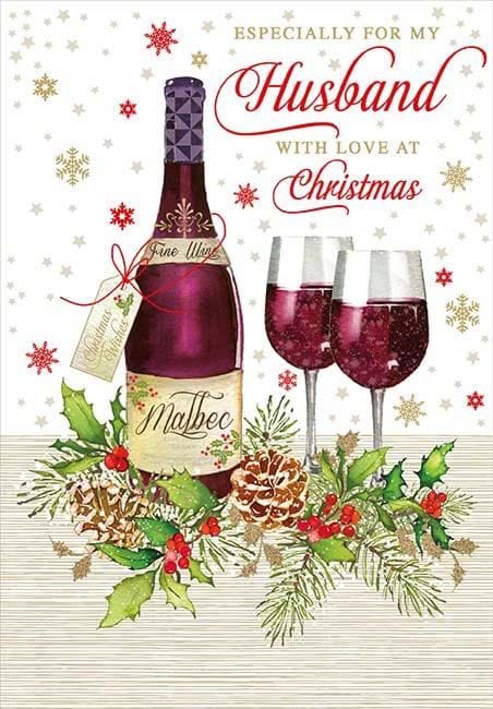 Red Wine Husband Christmas Card