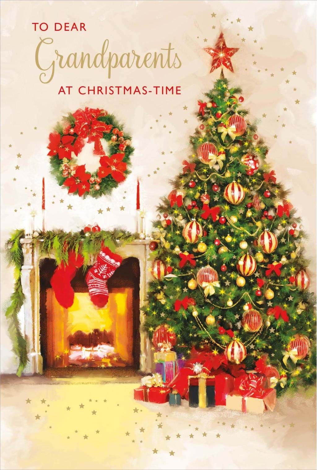 Fireside Tree Grandparents Christmas Card