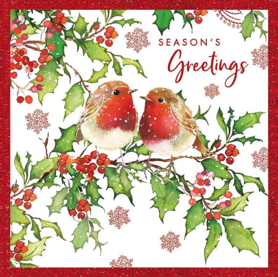 Robins & Holly Christmas Card