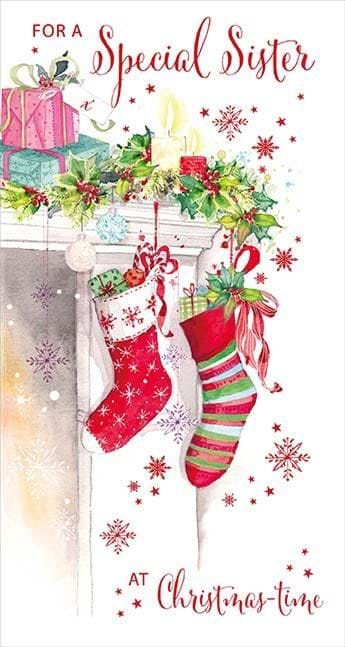 Stockings Sister Christmas Card