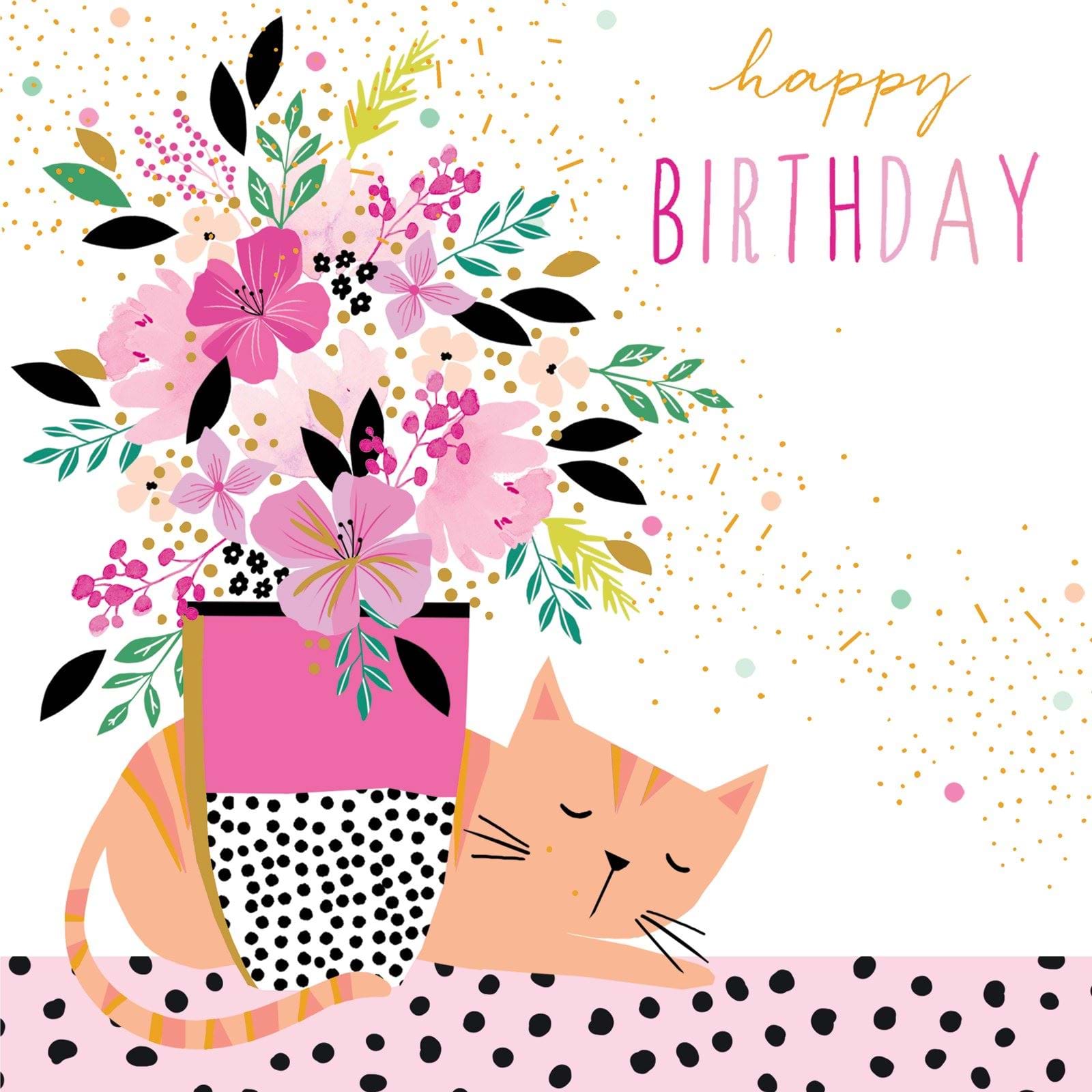 Sleeping Cat Birthday Card
