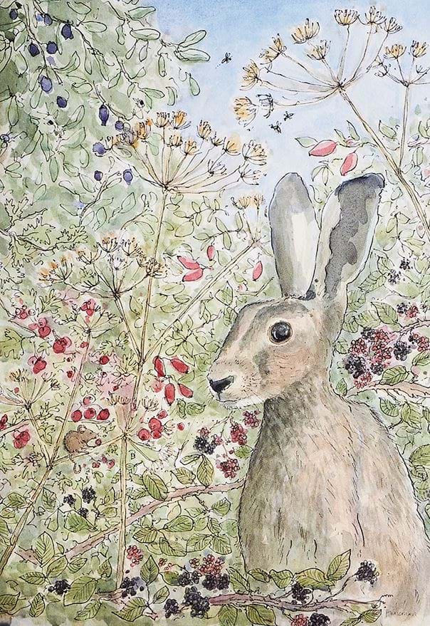 Rabbit in a Berry Bush Greeting Card