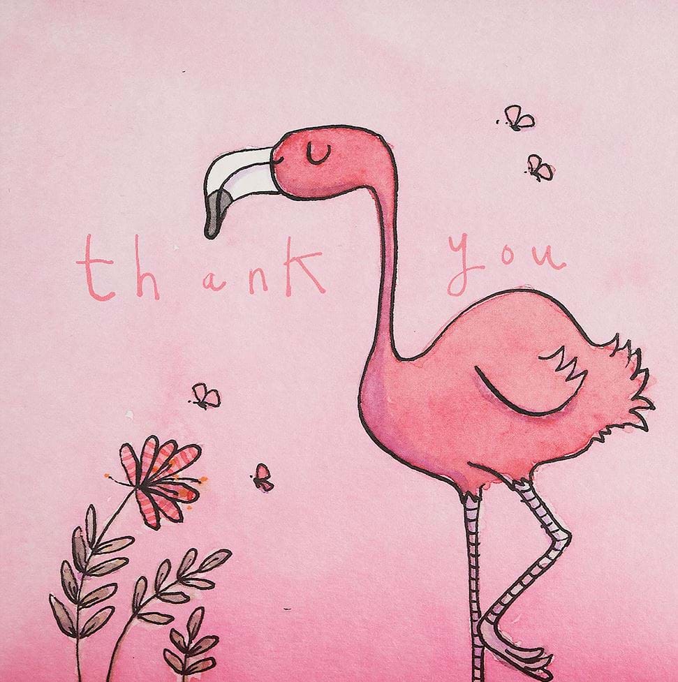 Flamingo Thank you Card