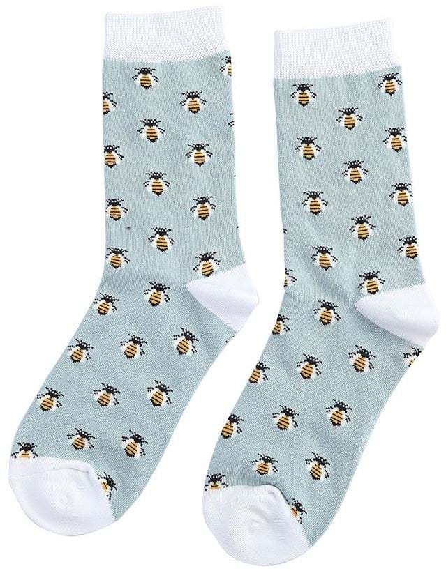 Miss Sparrow Honey Bee Bamboo Socks in Powder Blue