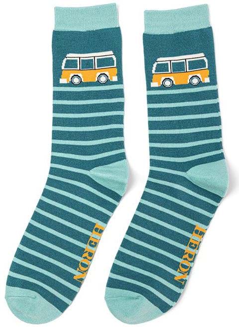Camper Van Bamboo Socks in Teal - One Size