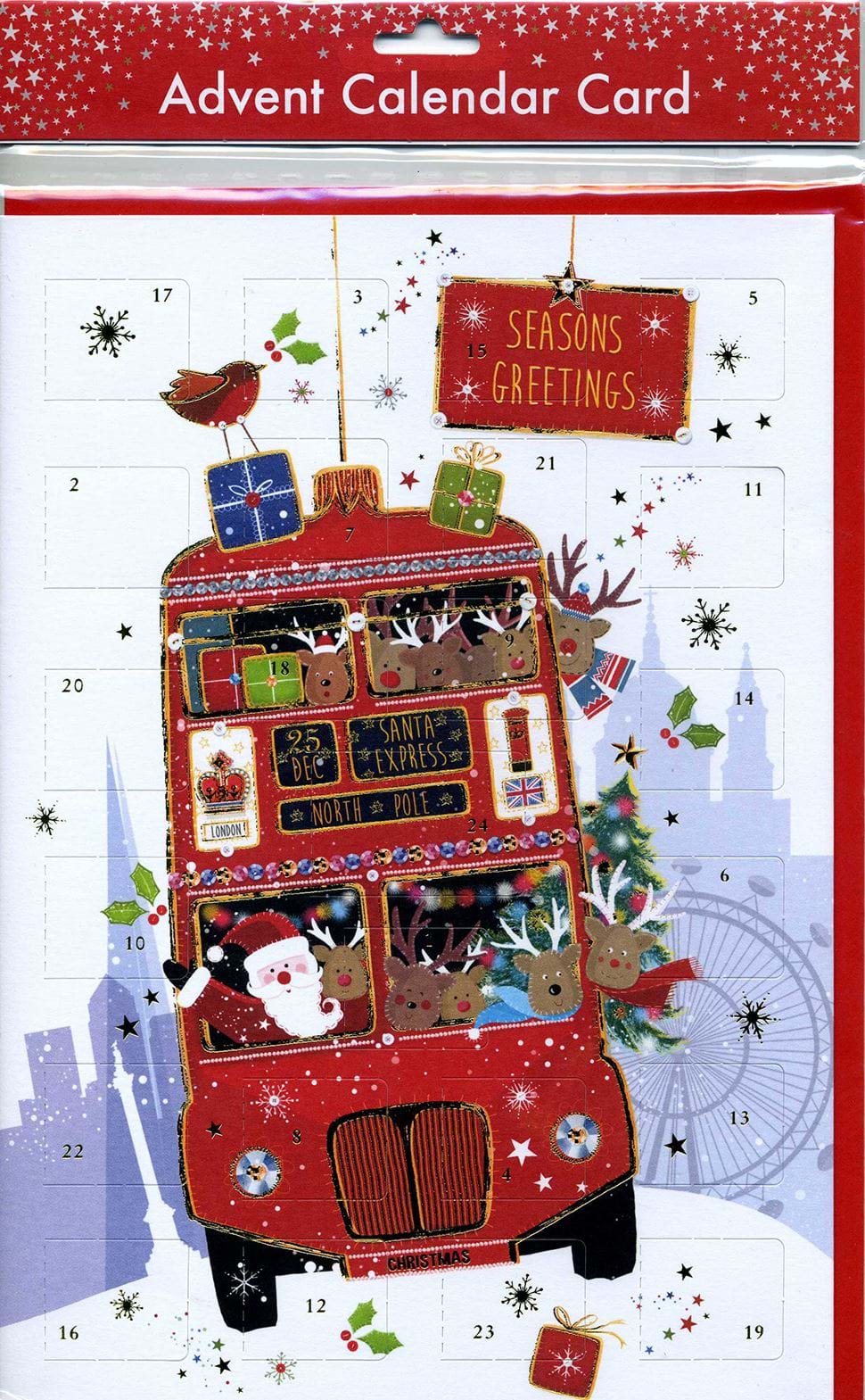 Santa Bus Advent Calendar Card