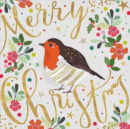 Gold Robin Christmas Card