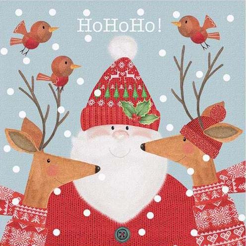 Santa and Reindeer Christmas Card