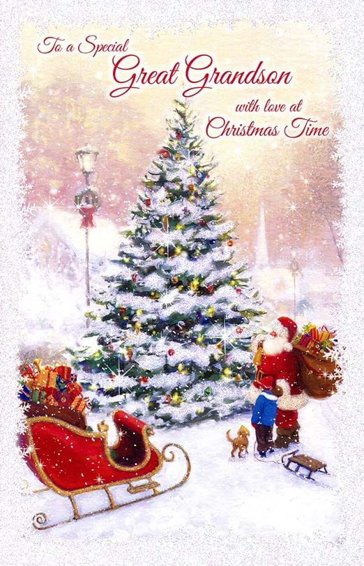 Festive Tree Great Grandson Christmas Card