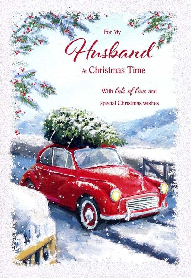 Red Car Husband Christmas Card