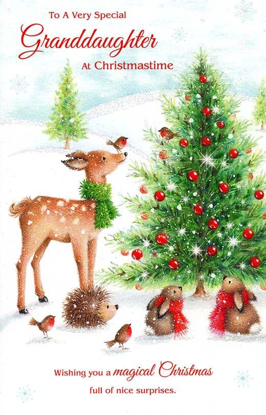 Woodland Animals Granddaughter Christmas Card